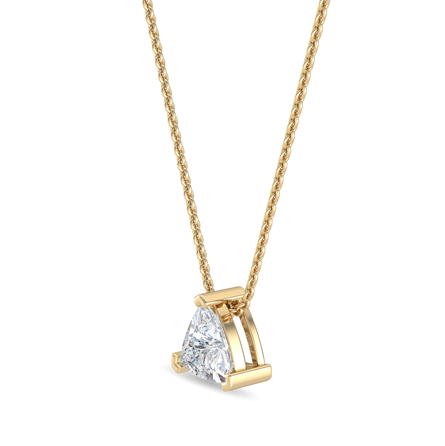 1.00 ct trillion-cut diamond necklace in three-claw setting on 18 ct gold chain