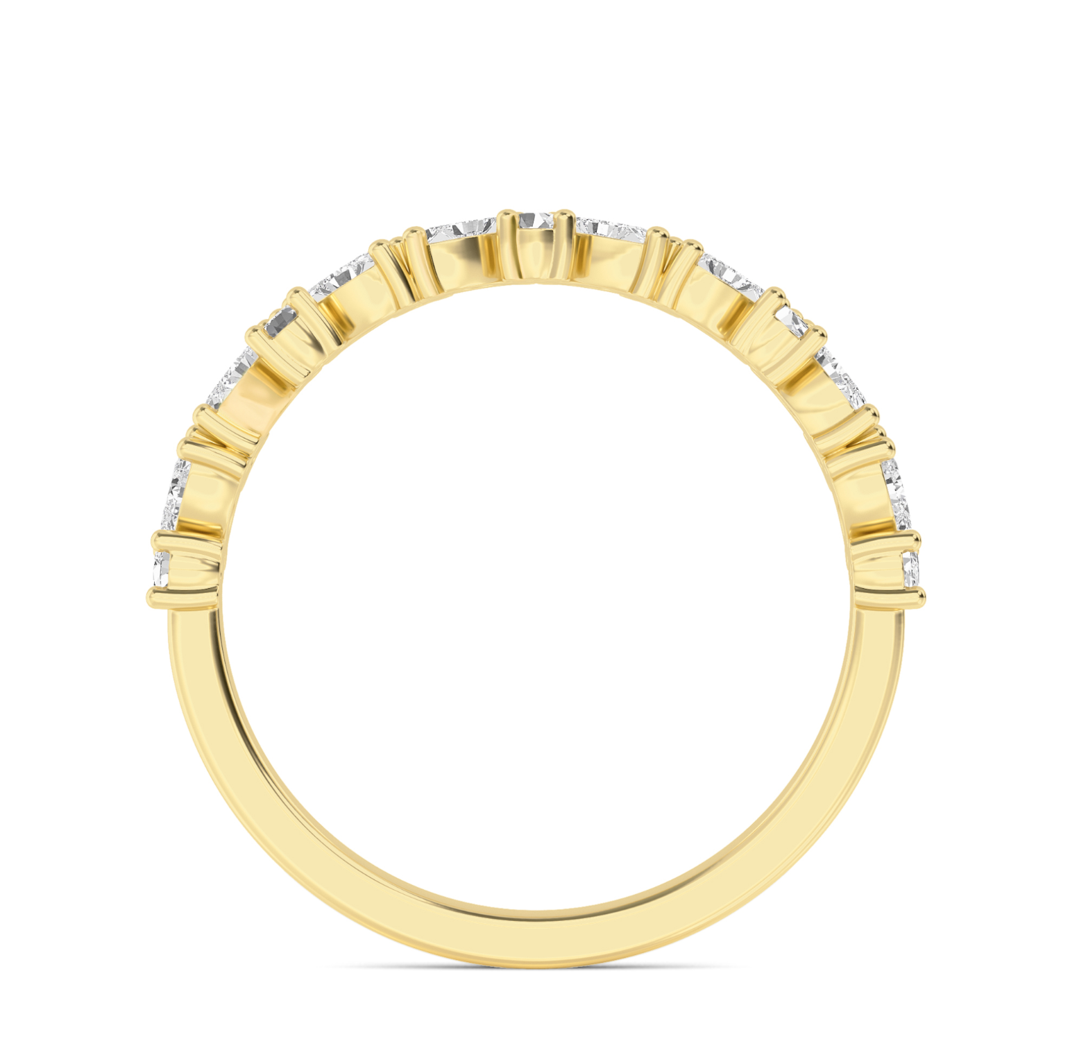 Aoraki Marquise & Round Diamond Band in 18ct yellow Gold, tick-tack marquise and round diamond setting. Up Close