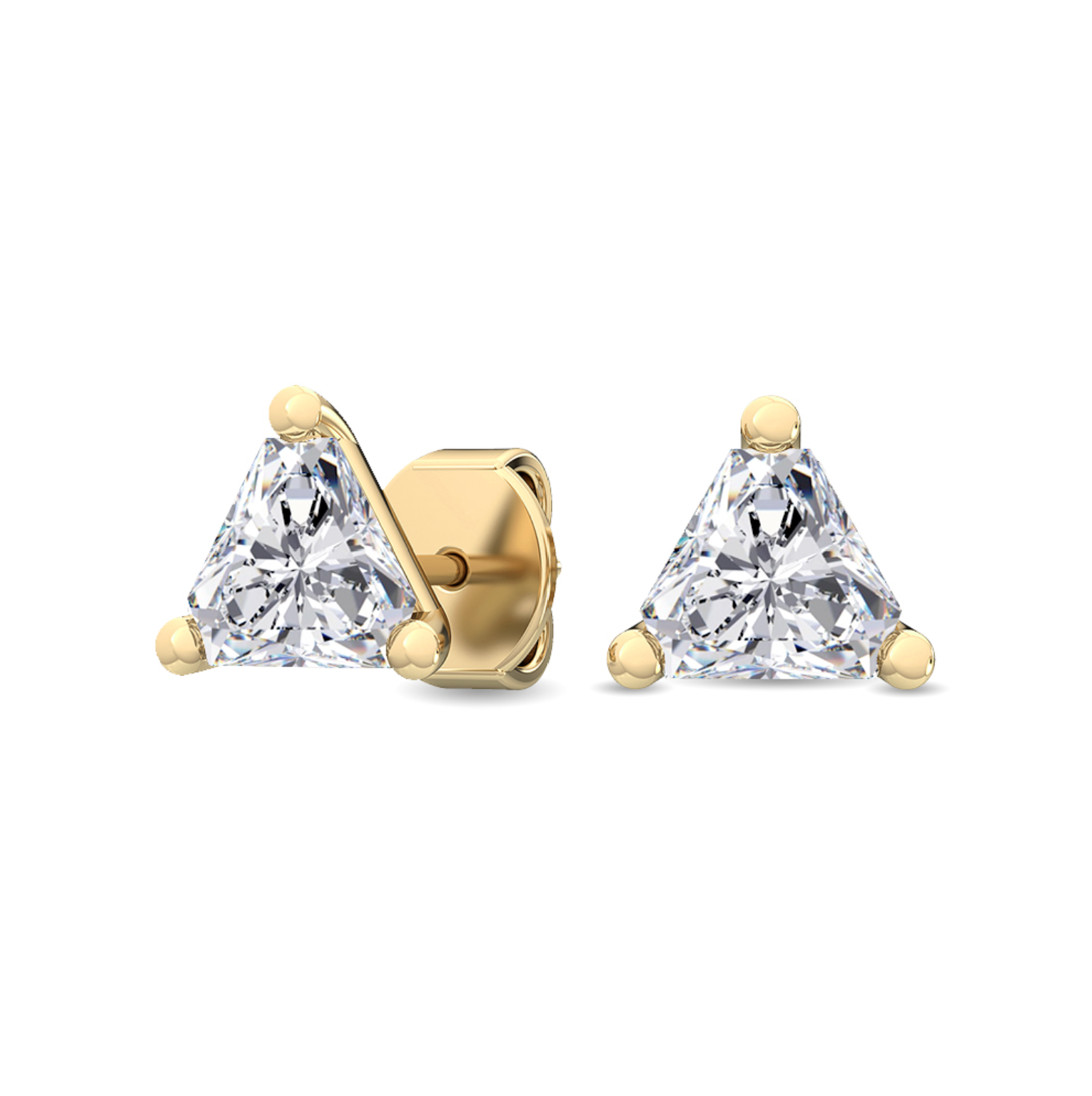 Como trillion diamond stud earring butterfly back