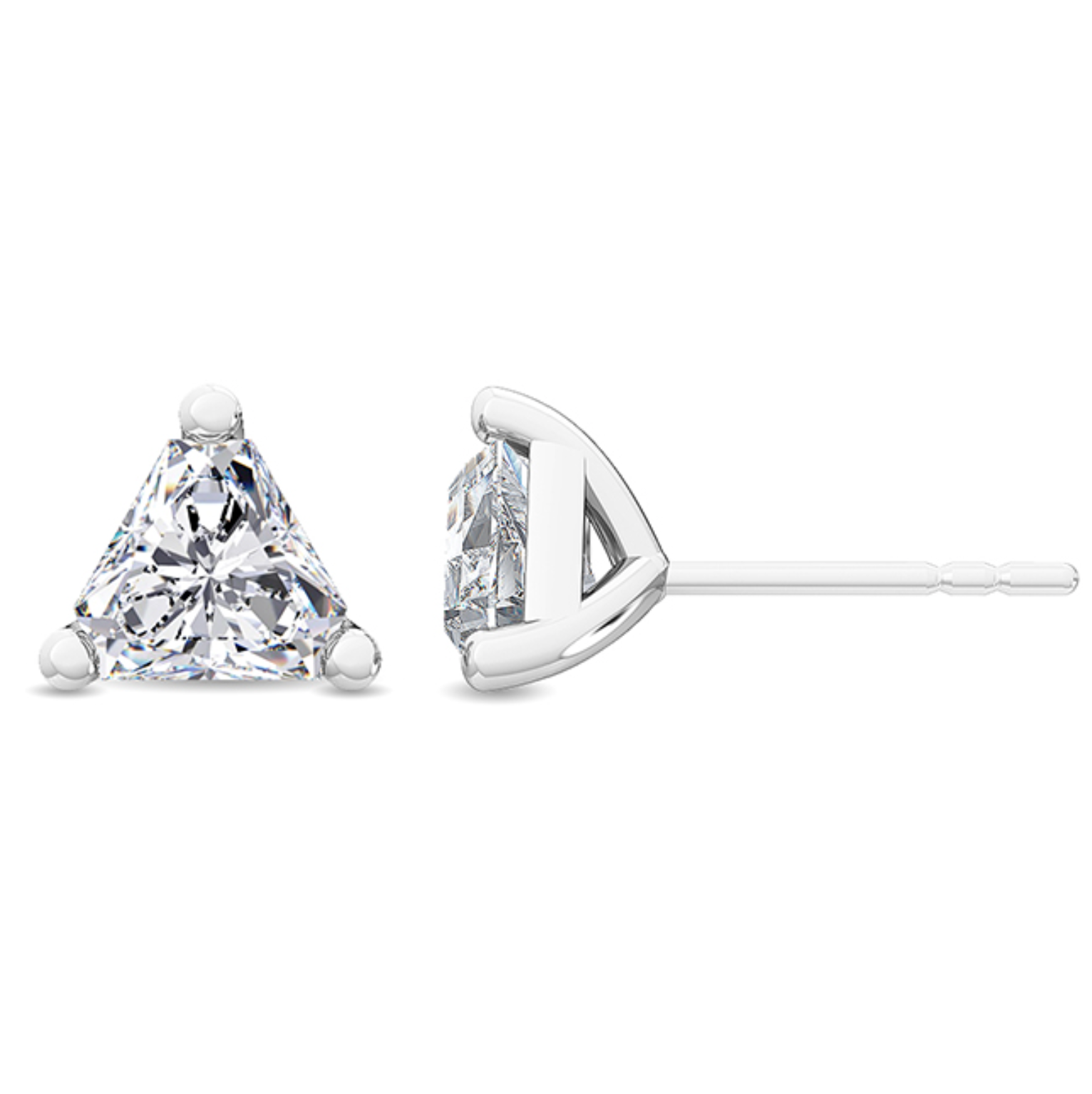 Como trillion diamond stud earring white gold