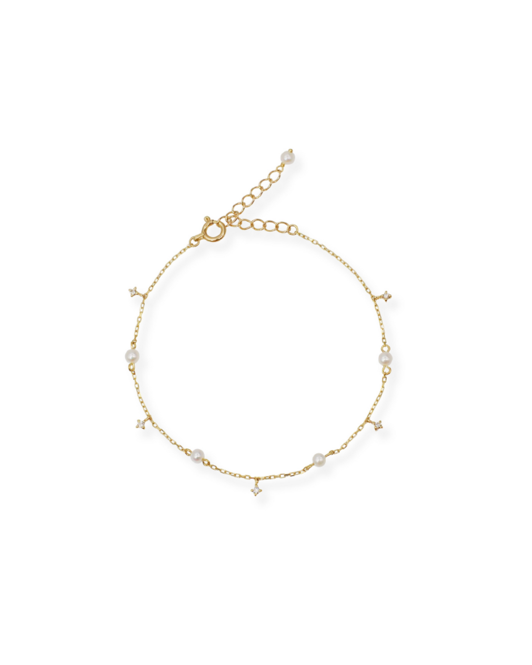 Diamond Pearl Chain Bracelet