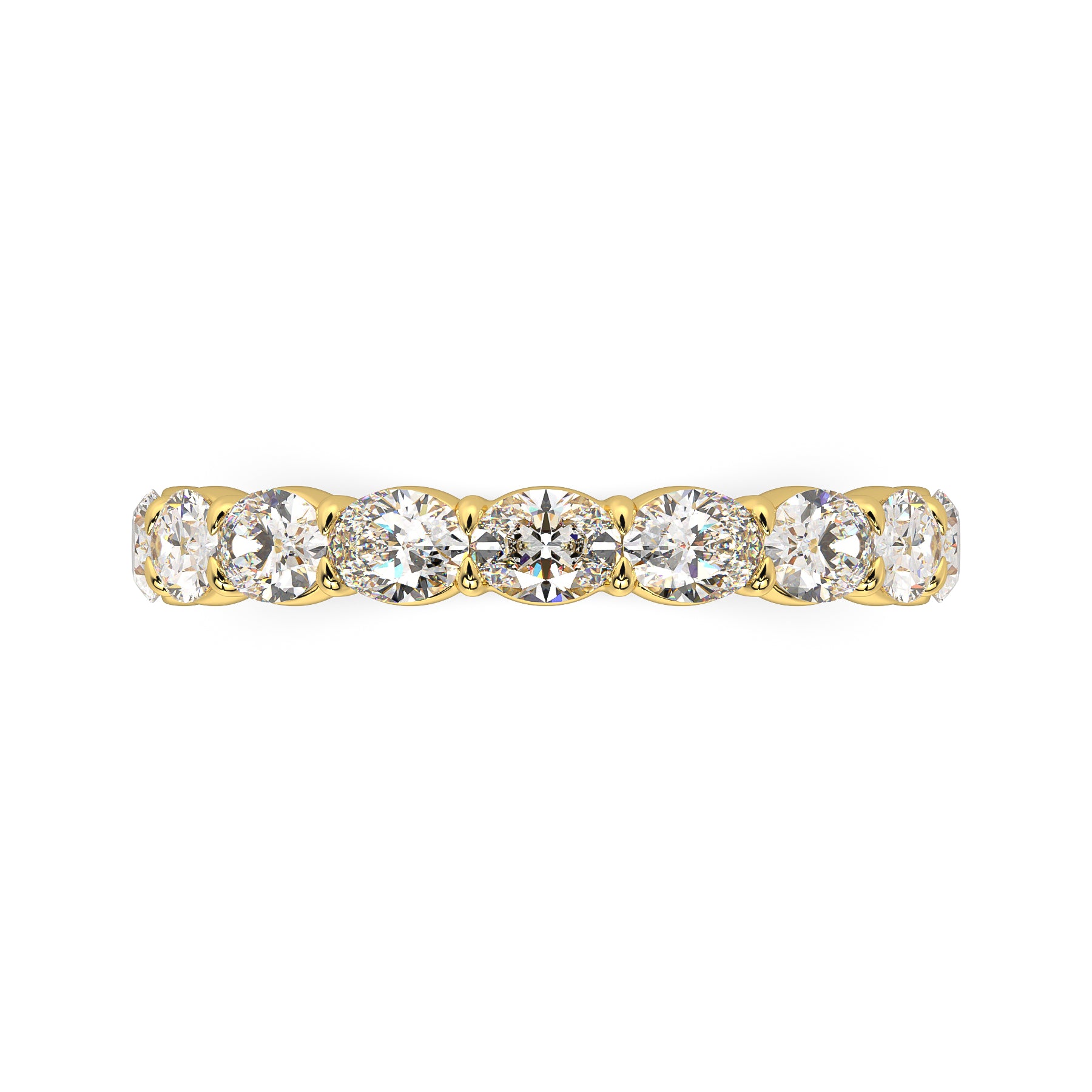 Sierra Oval Cut Diamond Band with East/West set lab-grown oval diamonds in an 18tct gold shared-claw setting, 1.80ctw total. top view