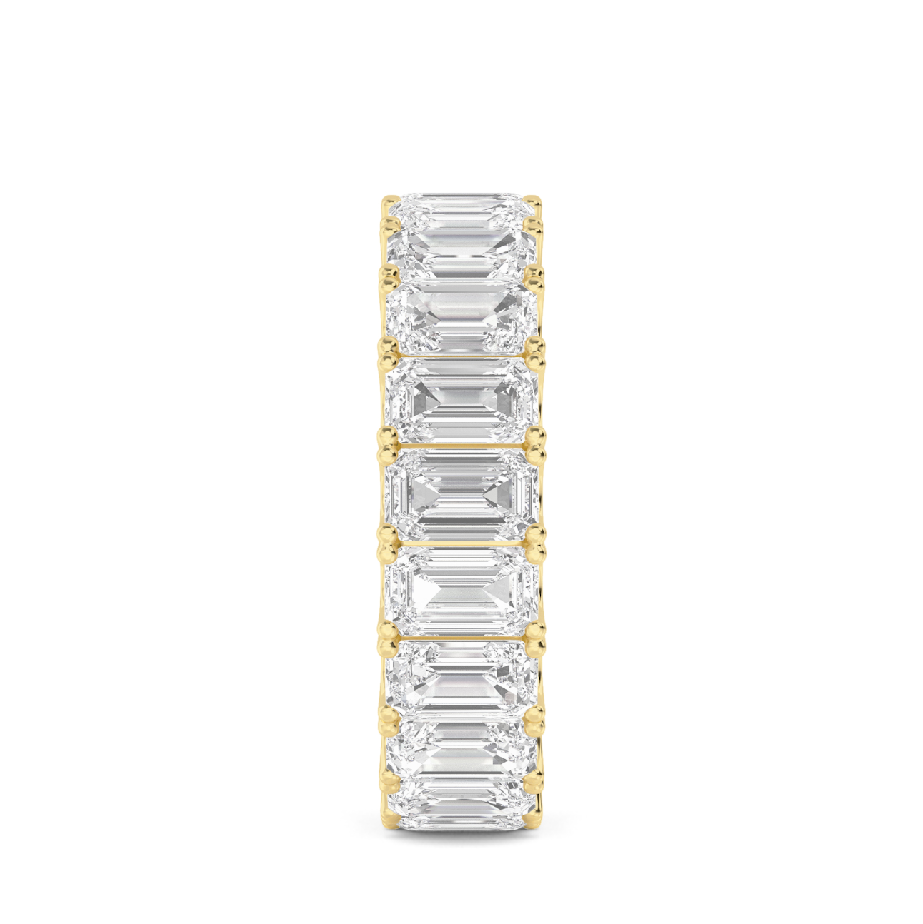 Hermona Emerald Cut Diamond Eternity Ring with approx. 6.30ctw lab-grown emerald cut diamonds in a scalloped setting, crafted in 18ct gold. Side View