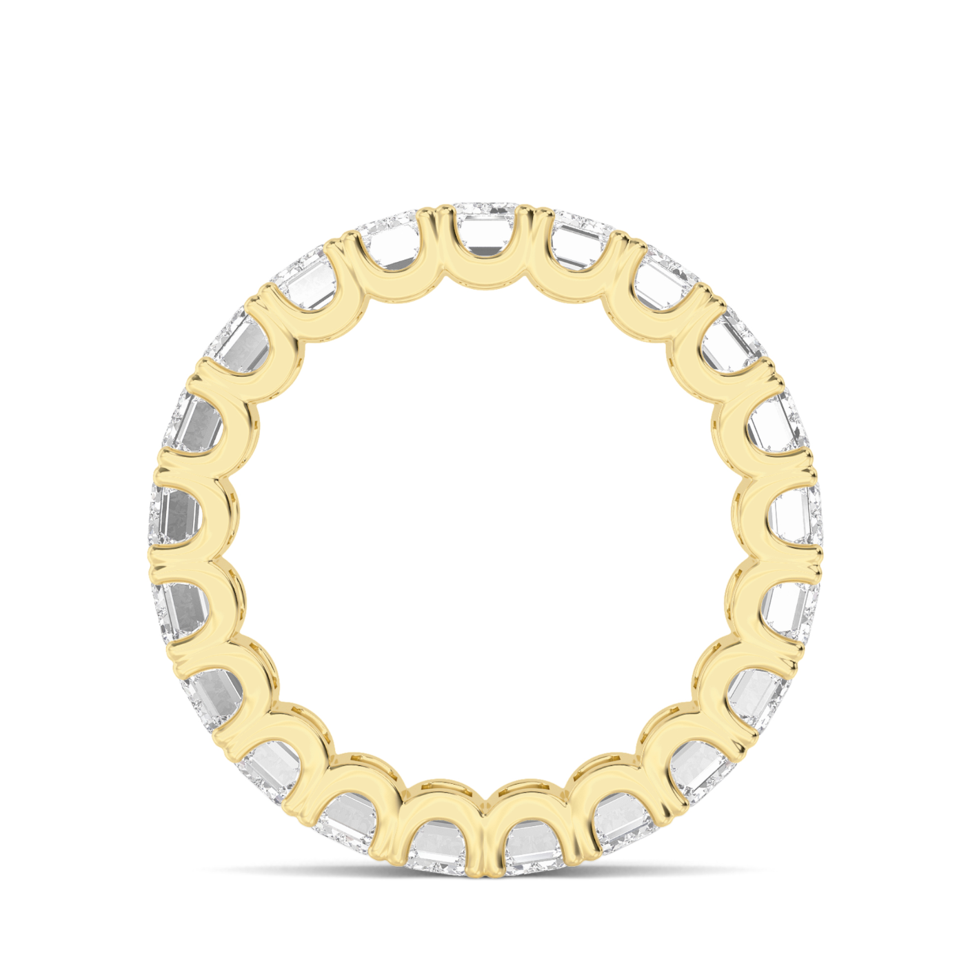 Hermona Emerald Cut Diamond Eternity Ring with approx. 6.30ctw lab-grown emerald cut diamonds in a scalloped setting, crafted in 18ct gold. Through Finger View