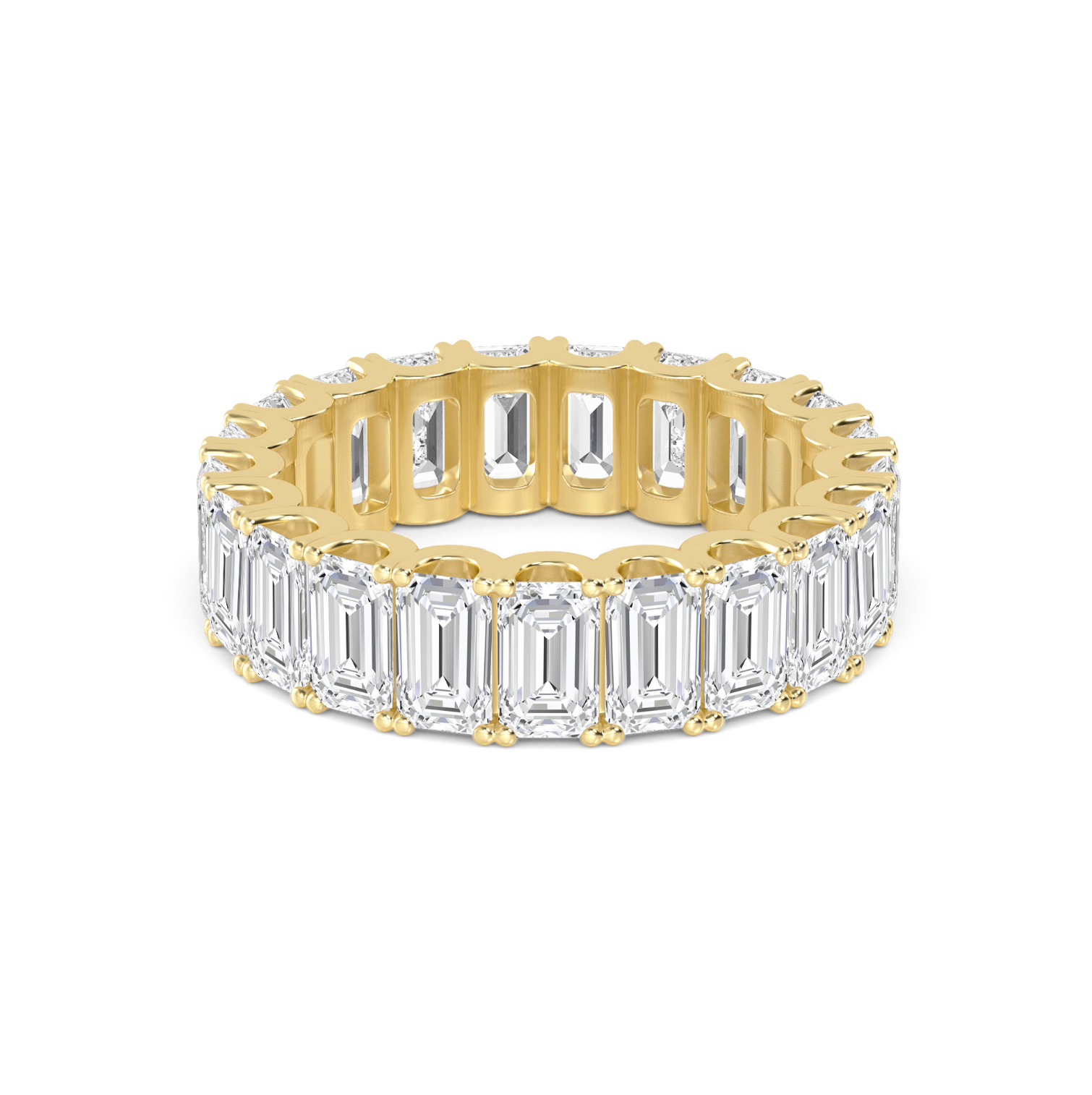Hermona Emerald Cut Diamond Eternity Ring with approx. 6.30ctw lab-grown emerald cut diamonds in a scalloped setting, crafted in 18ct gold.