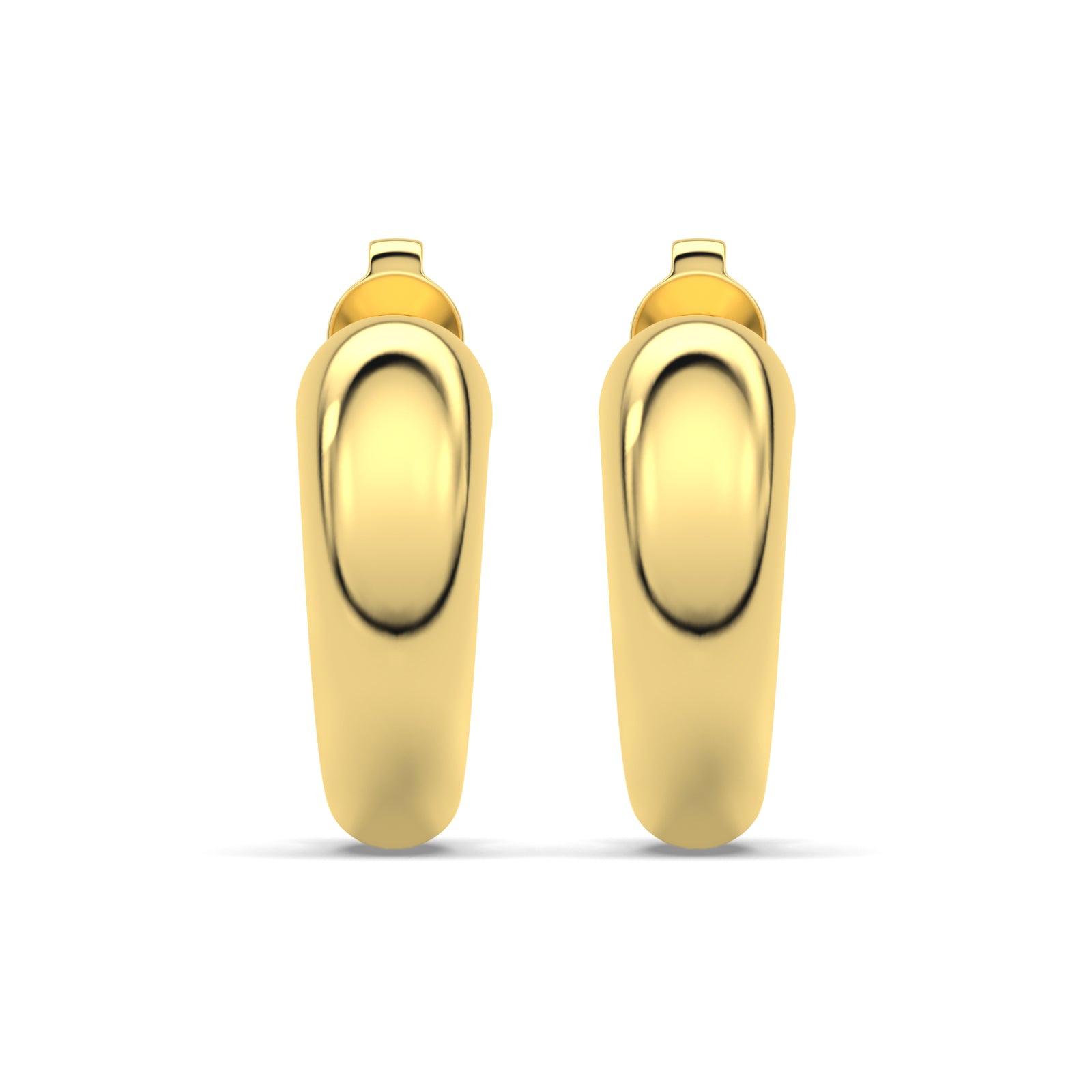 Two Eyre Hoops front on showcasing the slim silhouette and soft gold tone