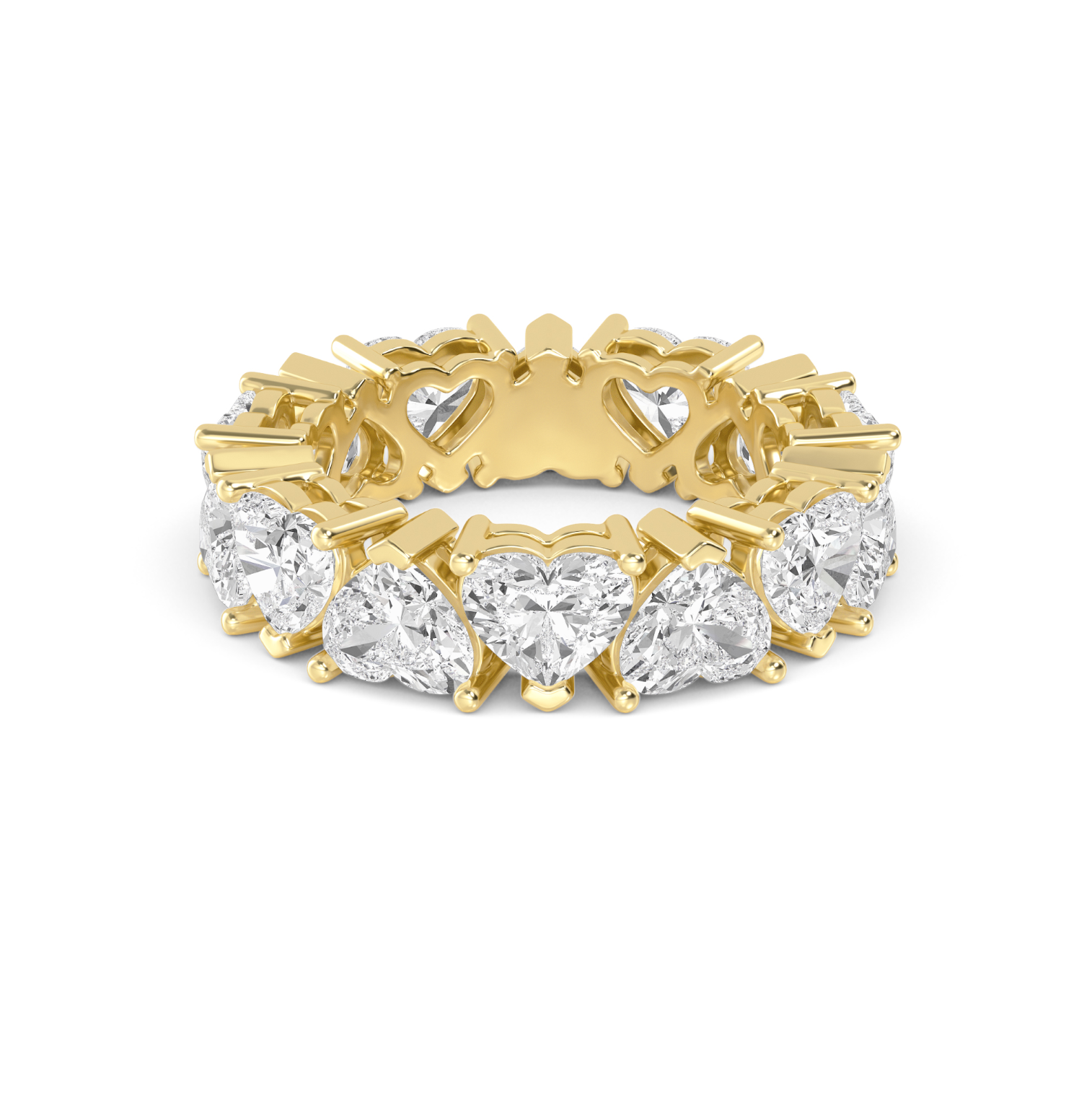 Hallasan Heart Cut Diamond Eternity Ring with approx. 7.00ctw lab-grown heart cut diamonds in an alternating double gallery setting, crafted in 18ct gold.