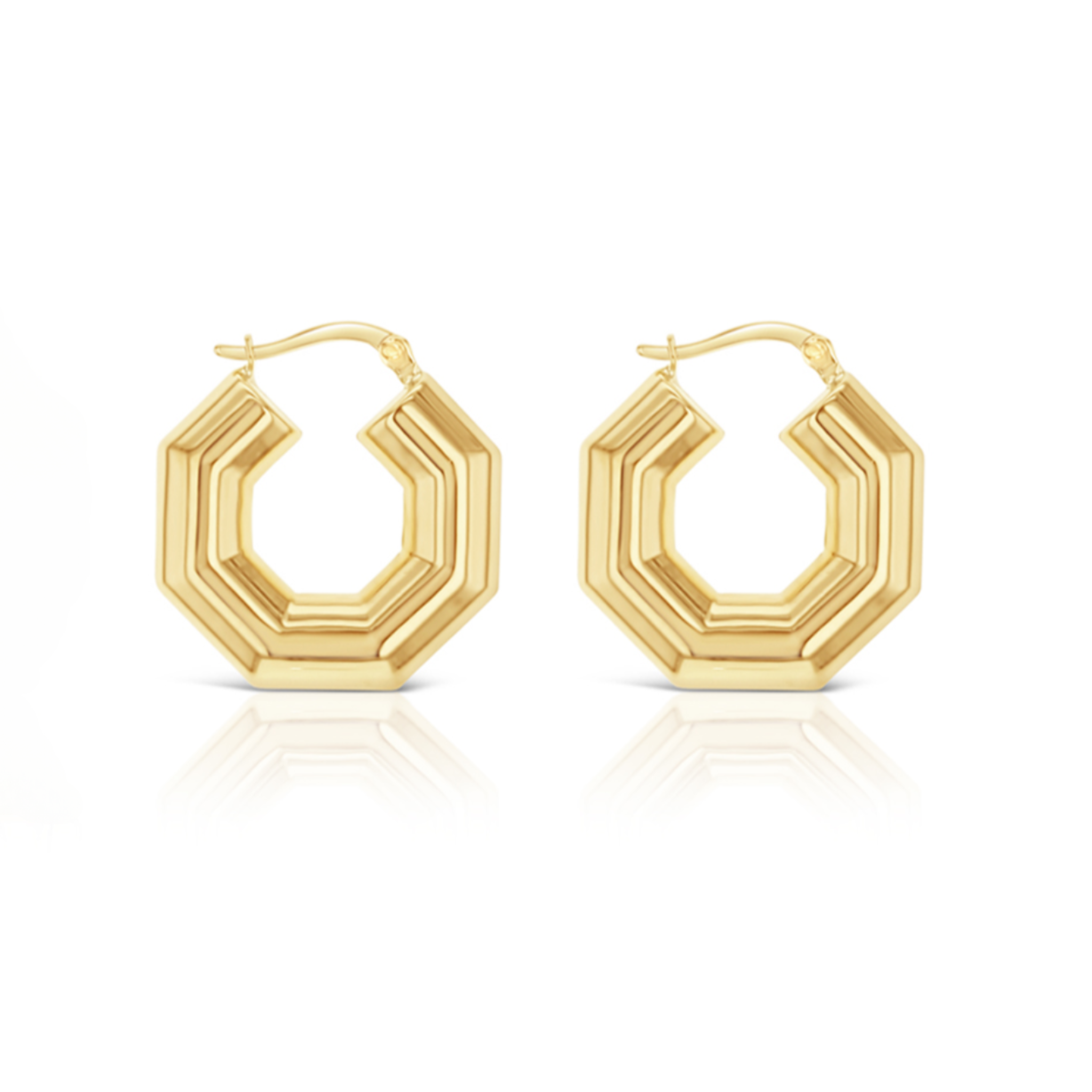 Hexagon Statement Hoop Gold