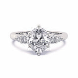 MOHSTEN JEWELLERS - FLORENCE- OVAL cut diamond cathedral 5 stone engagement ring, white gold, top view