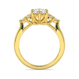 MOHSTEN JEWELLERS - FLORENCE- OVAL cut diamond cathedral 5 stone engagement ring, yellow gold, side view
