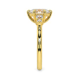 MOHSTEN JEWELLERS - FLORENCE- OVAL cut diamond cathedral 5 stone engagement ring, yellow gold, side view 1