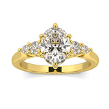 MOHSTEN JEWELLERS - FLORENCE- OVAL cut diamond cathedral 5 stone engagement ring, yellow gold, top view 2