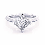 MOHSTEN JEWELLERS - Odessa- off-set princess cut diamond cathedral solitaire engagement ring, white gold, top view