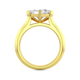 MOHSTEN JEWELLERS - Odessa- off-set princess cut diamond cathedral solitaire engagement ring, yellow gold, through finger view