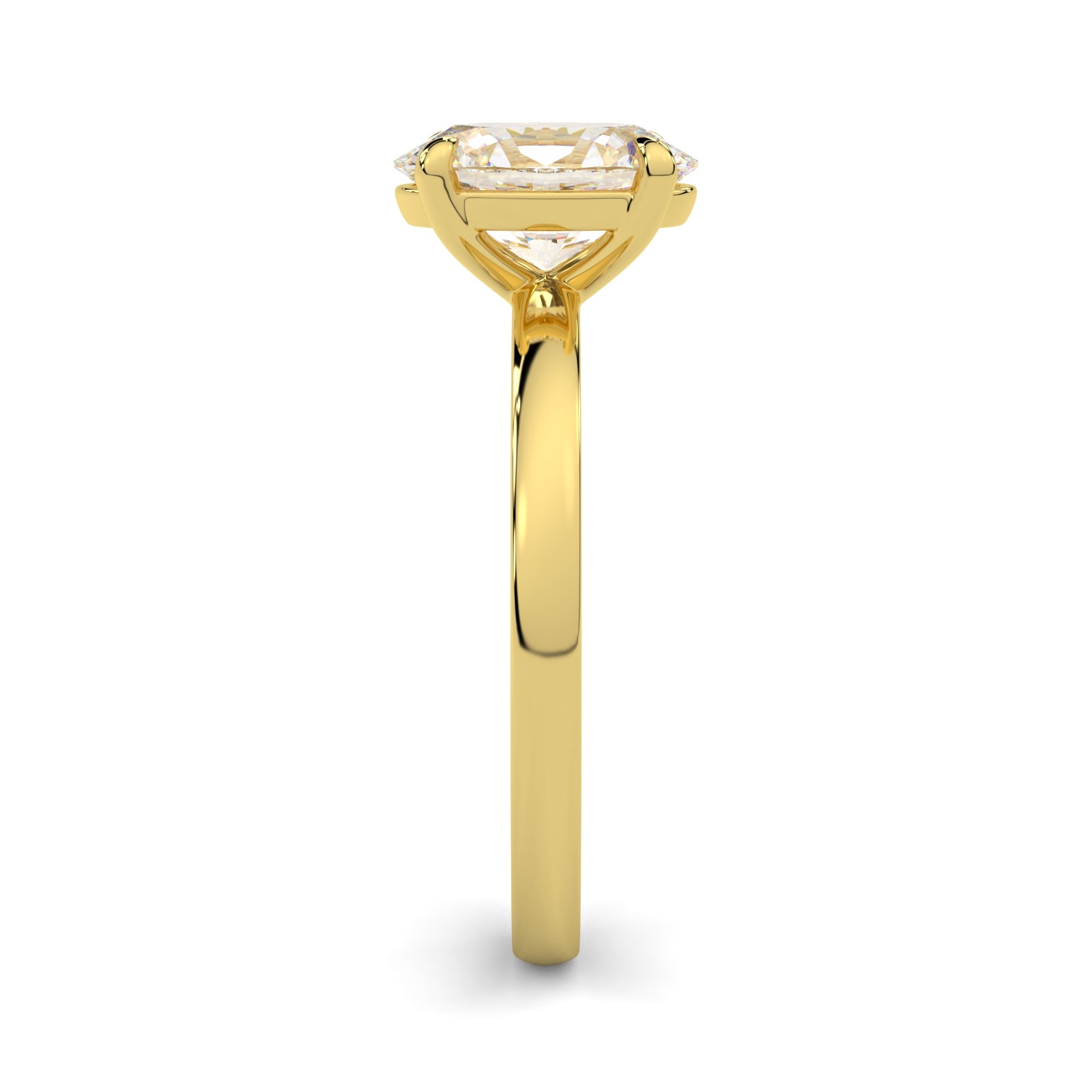 MOHSTEN JEWELLERS - Osaka Oval diamond solitaire Engagement Ring ,yellow Gold, side View