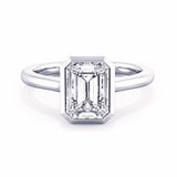 MOHSTEN JEWELLERS - chania- bezel emerald cut diamond cathedral solitaire engagement ring, white gold, top view