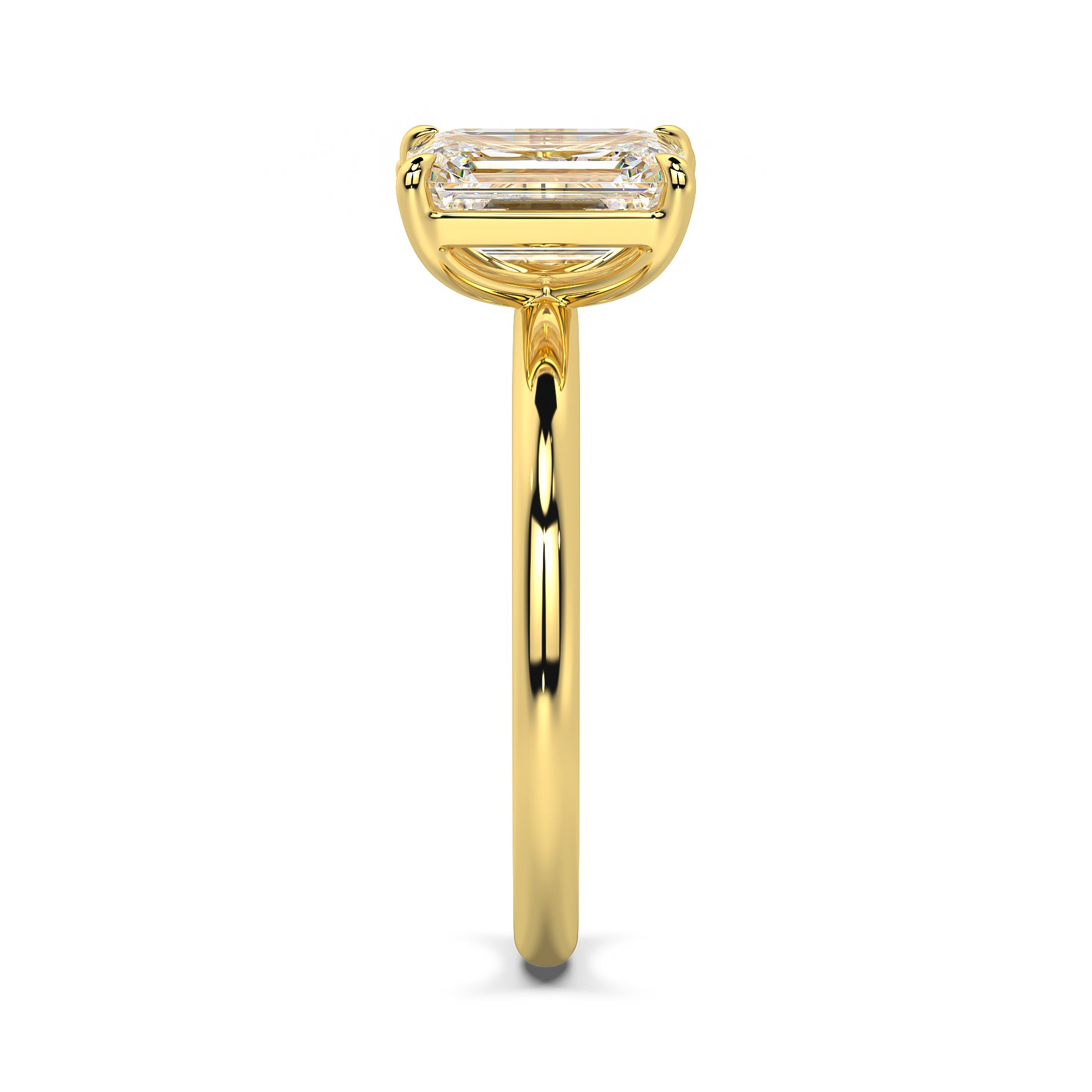 MOHSTEN JEWELLERS . CAIRO toi et moi diamond engagement ring - pear cut and emerald cut - yellow gold - side view