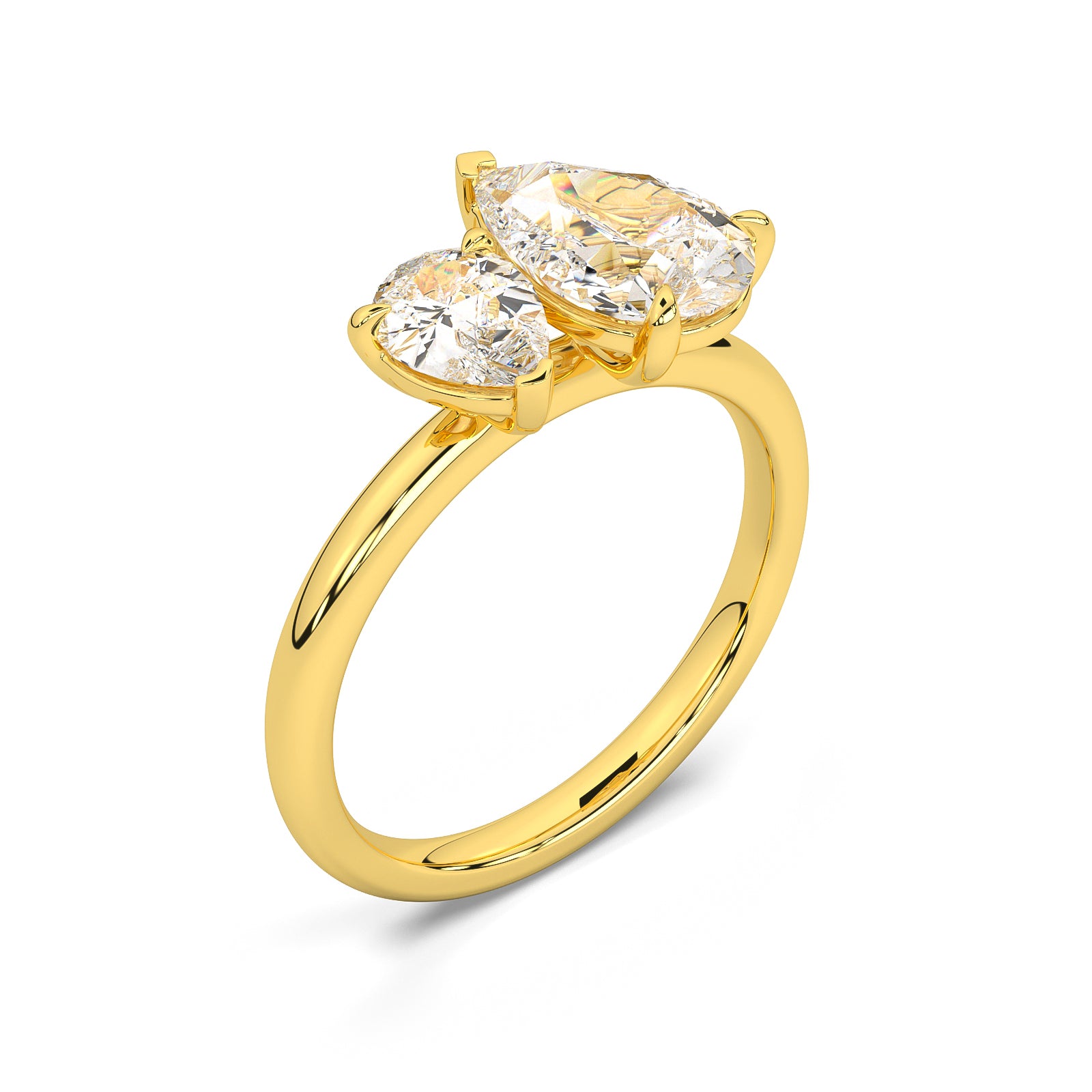 MOHSTEN JEWELLERS . CAIRO toi et moi diamond engagement ring - pear cut and pear cut - yellow gold - top angle view