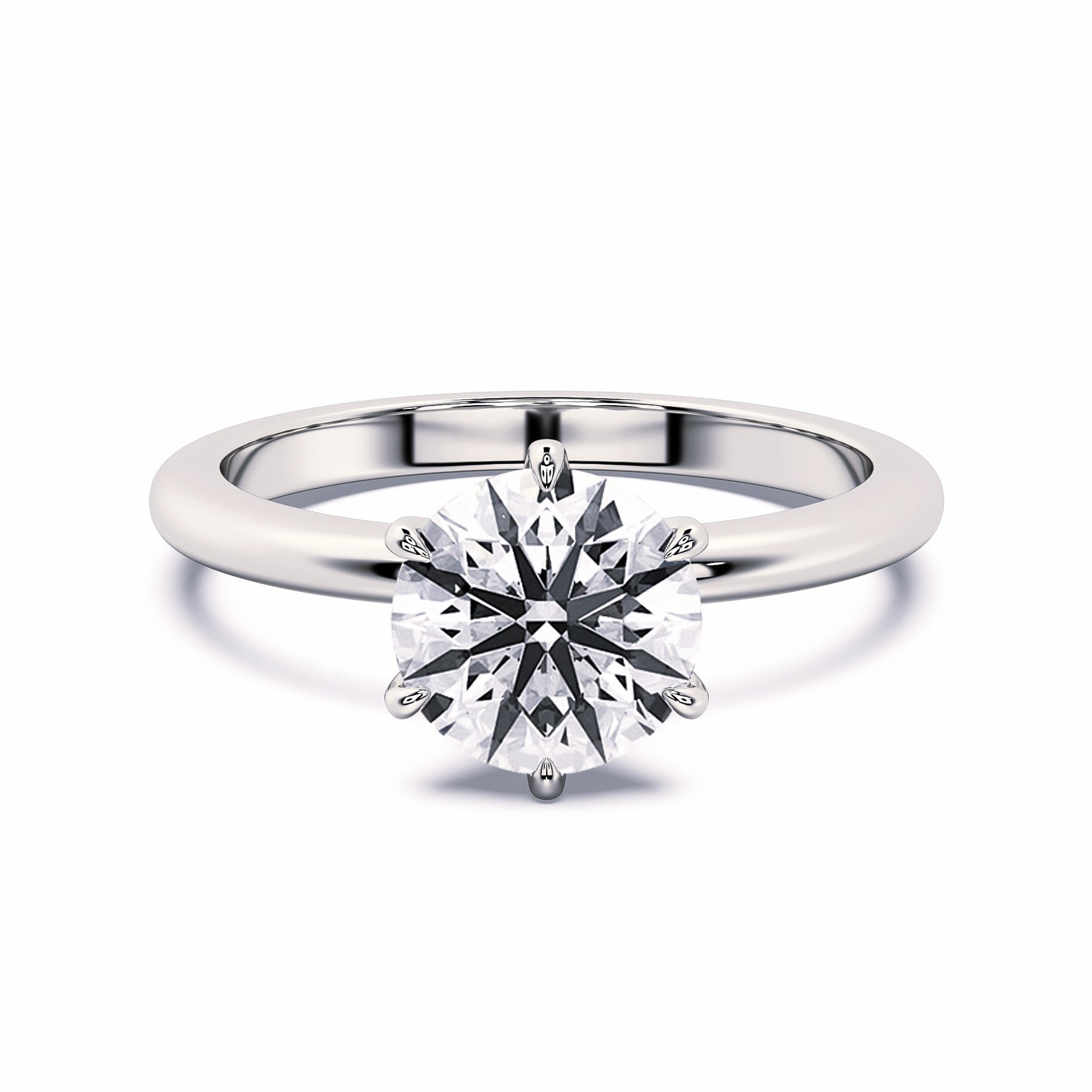 MOHSTEN JEWELLERS Jaipur - 18CT WHITE GOLD six claw Round brilliant Diamond solitaire Engagement ring - front view
