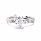 MOHSTEN JEWELLERS, MARBELLA off-set kite diamond solitaire engagement ring - white gold - top view