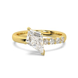 MOHSTEN JEWELLERS, MARBELLA off-set kite diamond solitaire engagement ring - yellow gold - top view