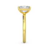 MOHSTEN JEWELLERS, Osaka elongated cushion cut diamond solitaire engagement ring , yellow gold, side view