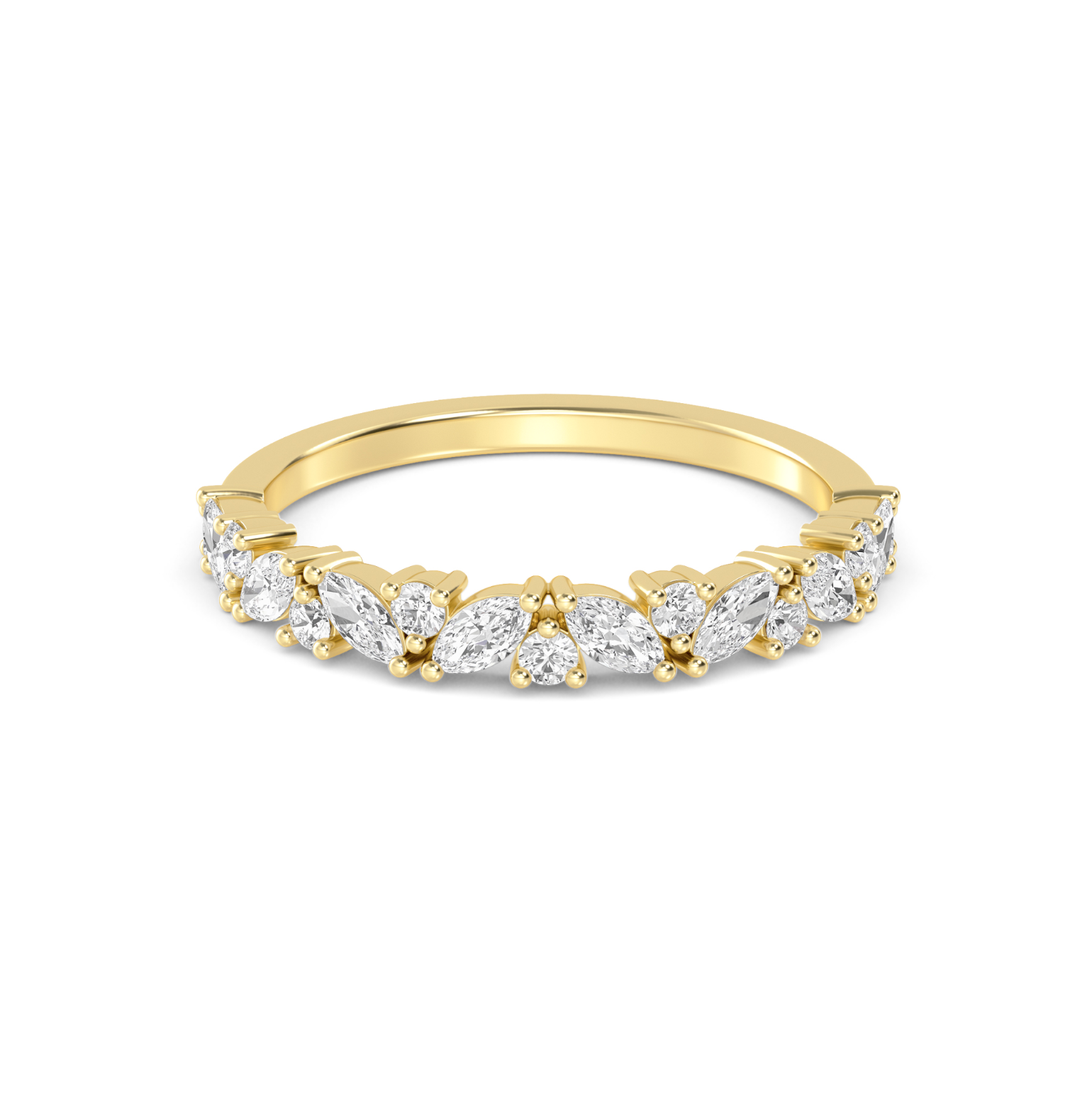 Aoraki Marquise & Round Diamond Band in 18ct White Gold, tick-tack marquise and round diamond setting