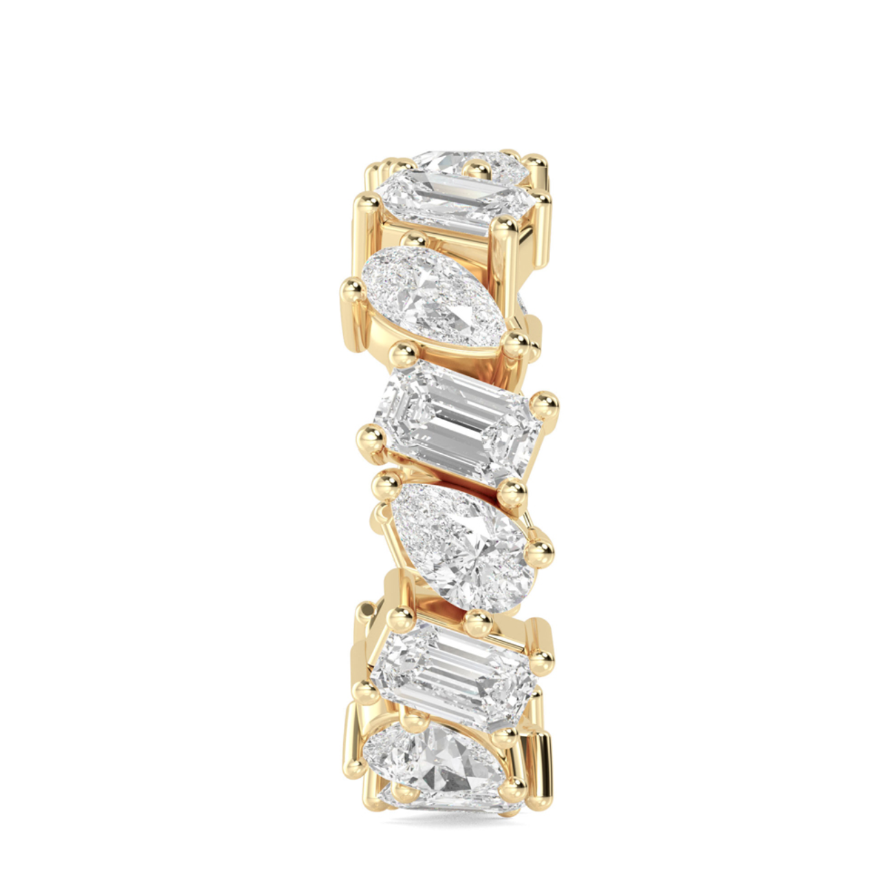 Takao Fancy Cut Eternity Ring with alternating pear and emerald cut lab-grown diamonds totalling approx. 4.20ctw, crafted in 18ct gold. side view