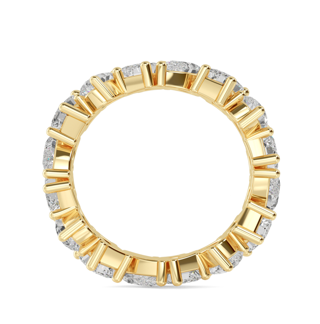 Takao Fancy Cut Eternity Ring with alternating pear and emerald cut lab-grown diamonds totalling approx. 4.20ctw, crafted in 18ct gold. Through finger