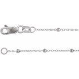 Detail view of Beaded Cable Necklace clasp and polished white gold finish