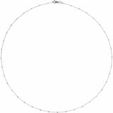 Flat lay of Beaded Cable Necklace white gold 40 cm length on neutral background
