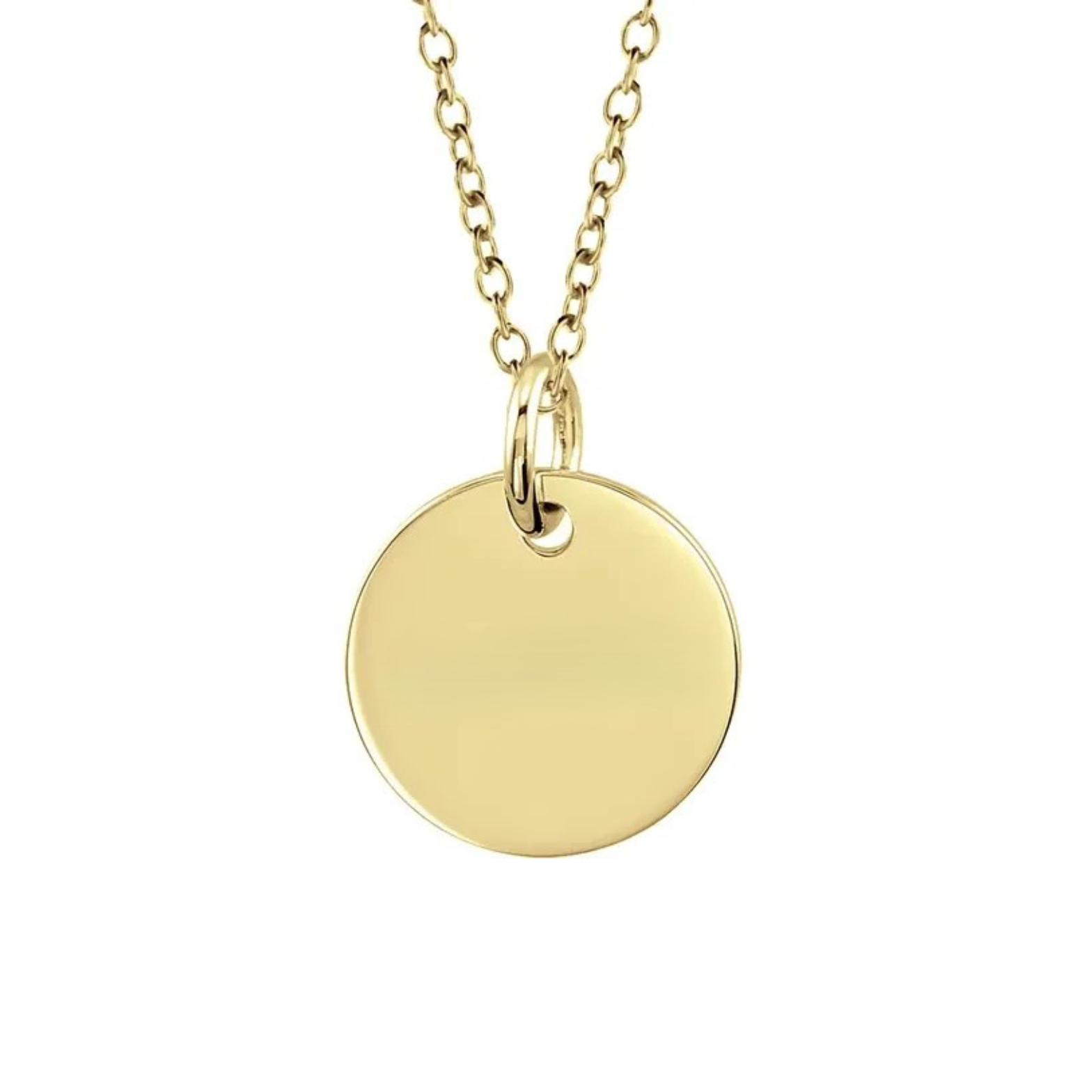 9ct Yellow Gold Mini Engravced Disc Pendant Necklace with Personalised Initial