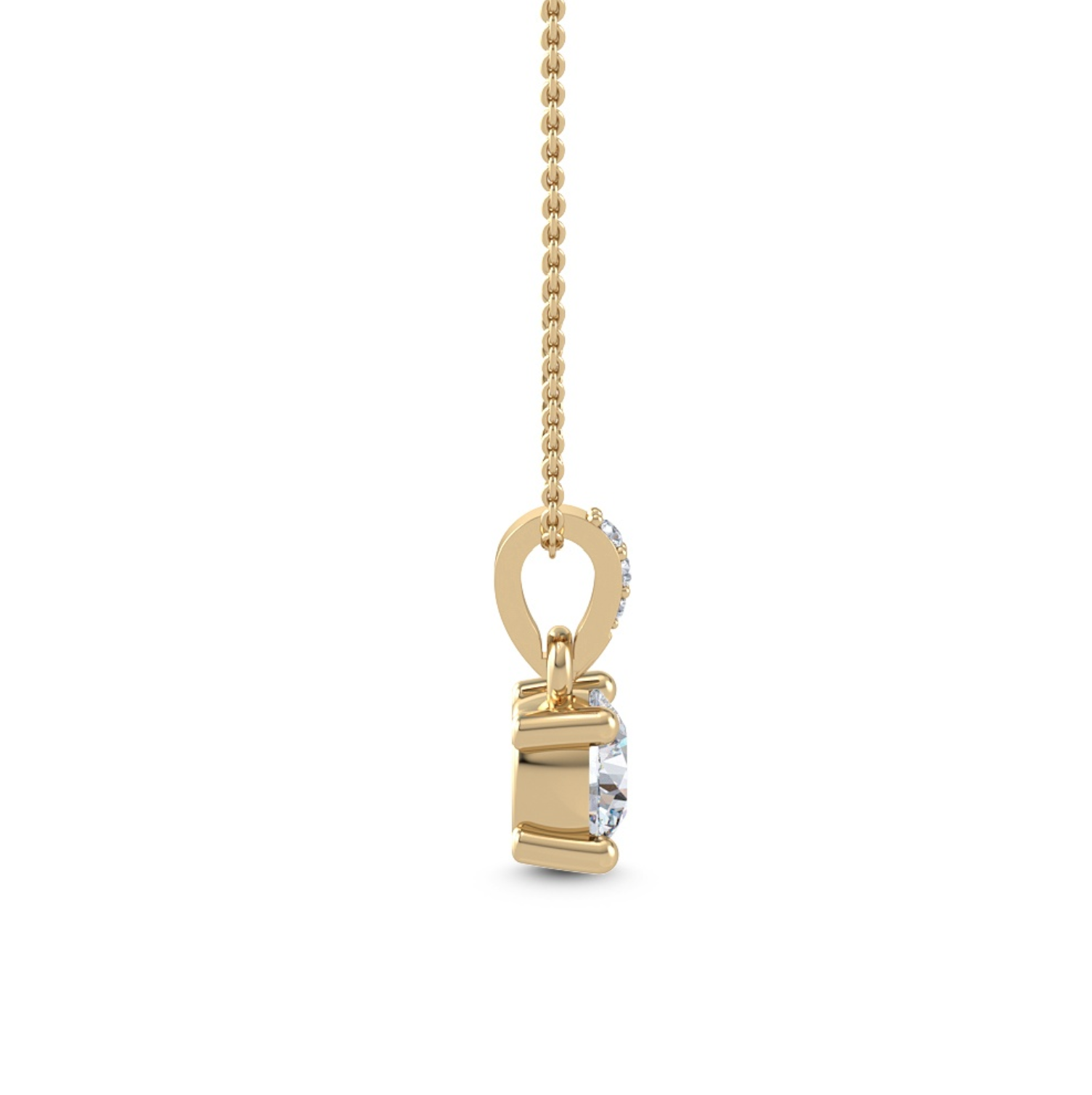 0.75 ct round diamond solitaire pendant in 18ct gold side view