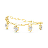 Serrated Heart Diamond Charm Bracelet