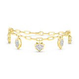 Serrated Heart Diamond Charm Bracelet
