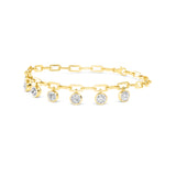 Bezel Round Diamond Charm Bracelet
