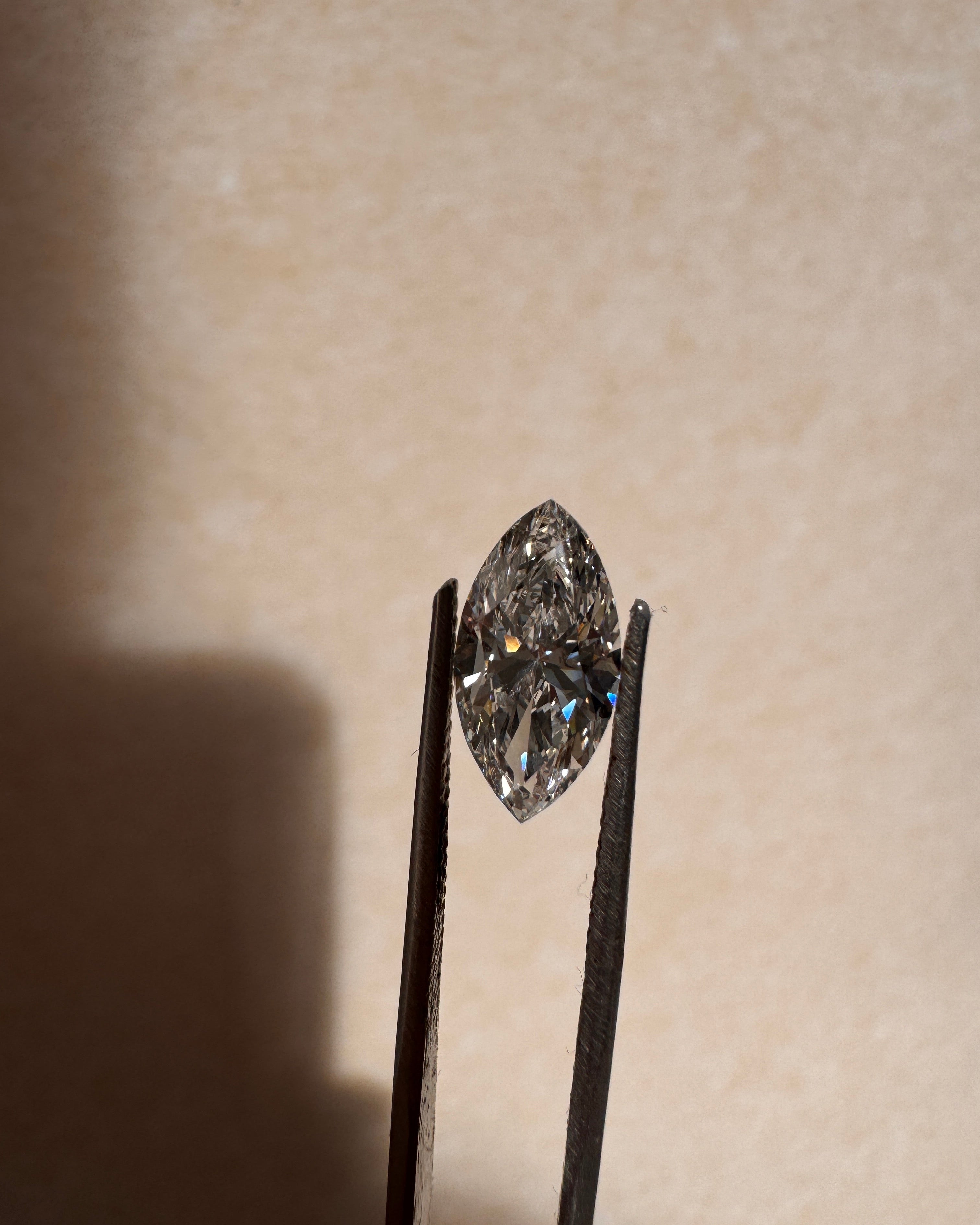 A marquise-cut diamond loose