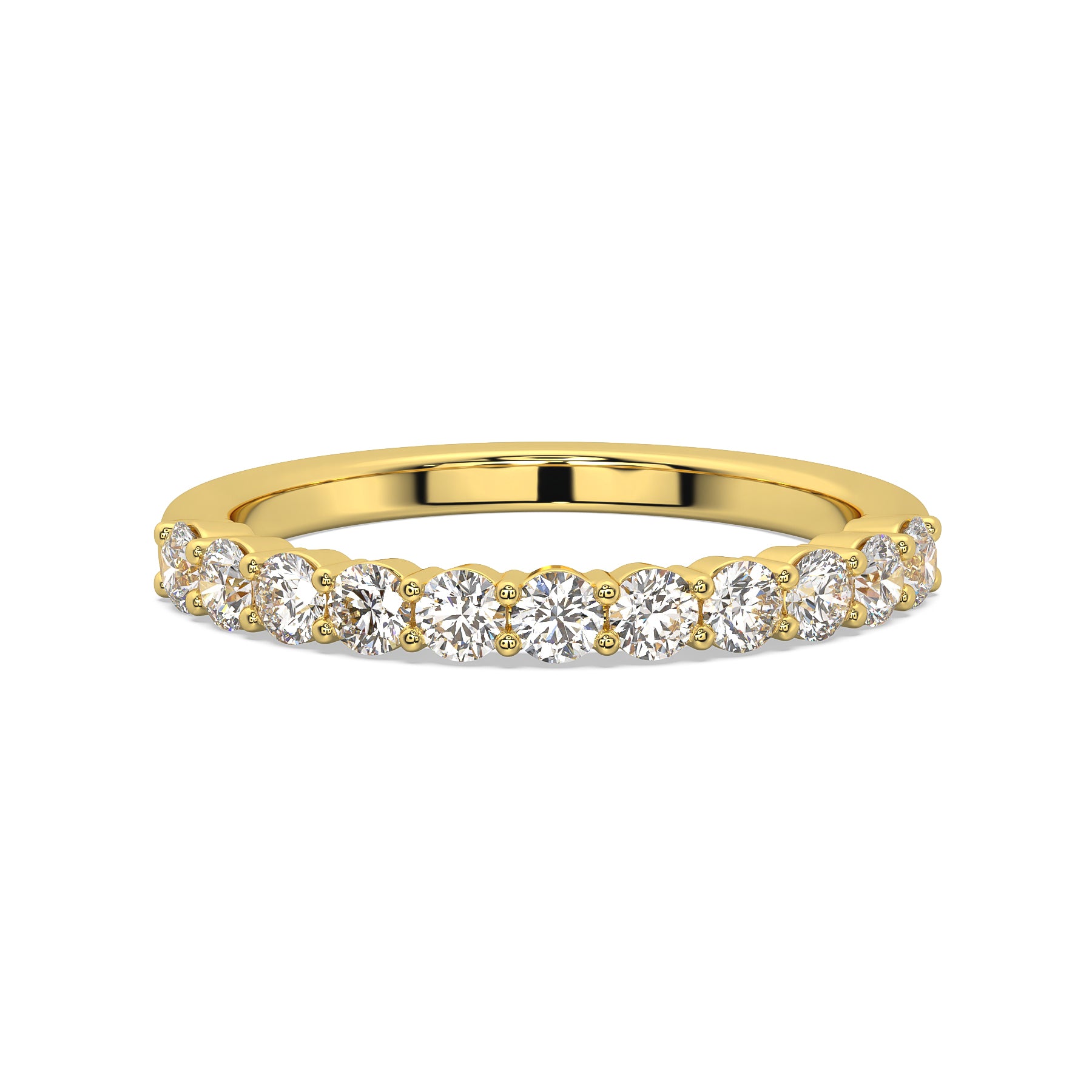  Round Cut Diamond Band in 18ct Yellow Gold with lab-grown round brilliant cut diamonds, shared claw setting