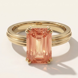 Brooklyn | Emerald Cut Peach Tourmaline Engagement Ring