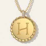 Scalloped Engraved Disc Necklace