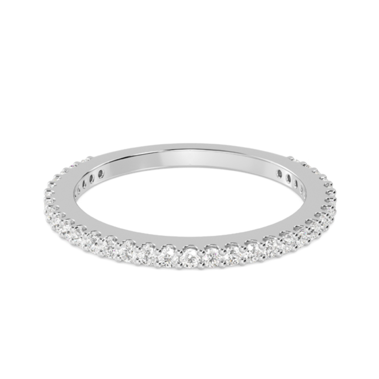 Amaya 1.8 mm Diamond Band in 18ct White Gold, full eternity round brilliant shared claw setting