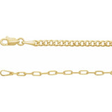 Mix Link Necklace in 14 ct gold with alternating paperclip and curb links on white background