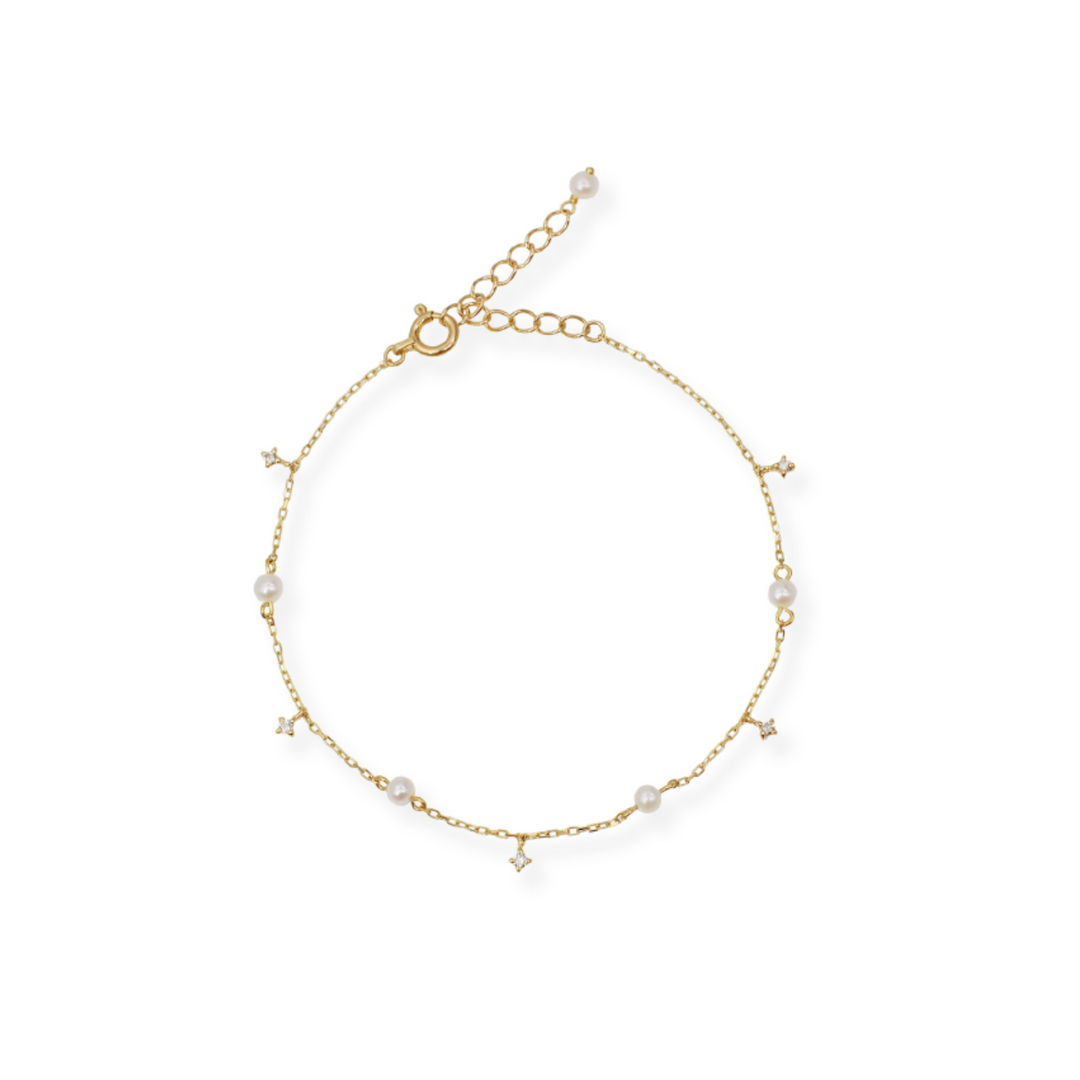 Diamond Pearl Chain Bracelet