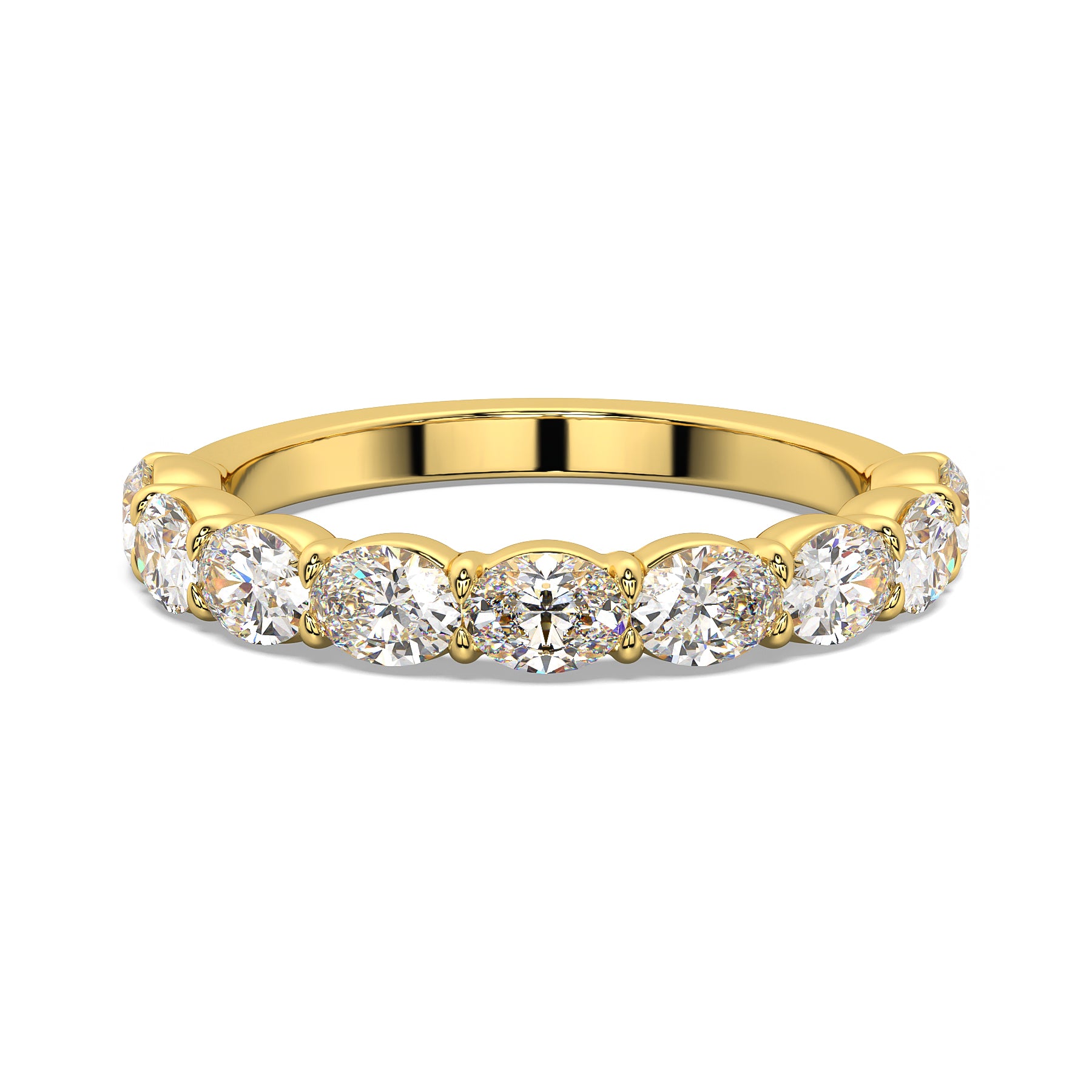 Sierra Oval Cut Diamond Band with East/West set lab-grown oval diamonds in an 18ct gold shared-claw setting, 1.80ctw total.