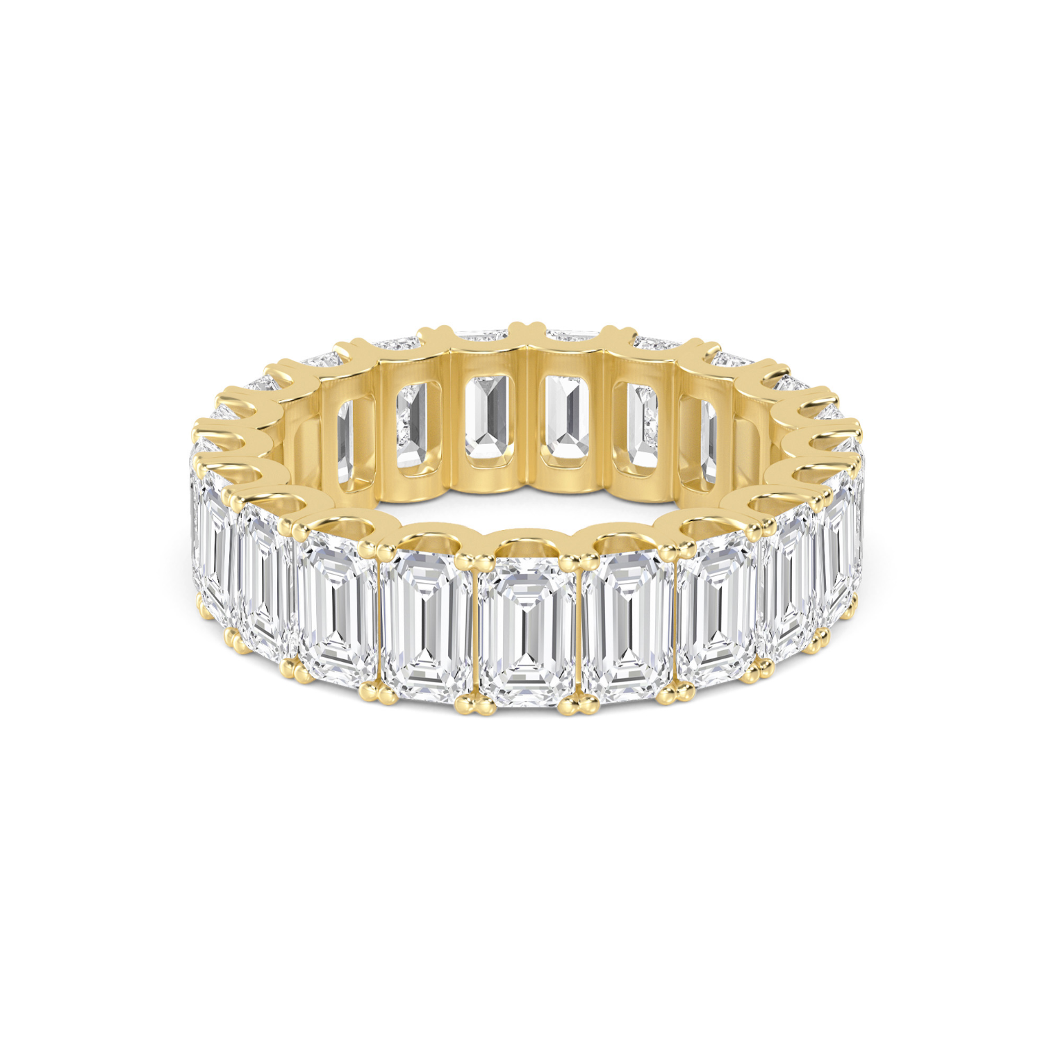 Hermona Emerald Cut Diamond Eternity Ring with approx. 6.30ctw lab-grown emerald cut diamonds in a scalloped setting, crafted in 18ct gold.