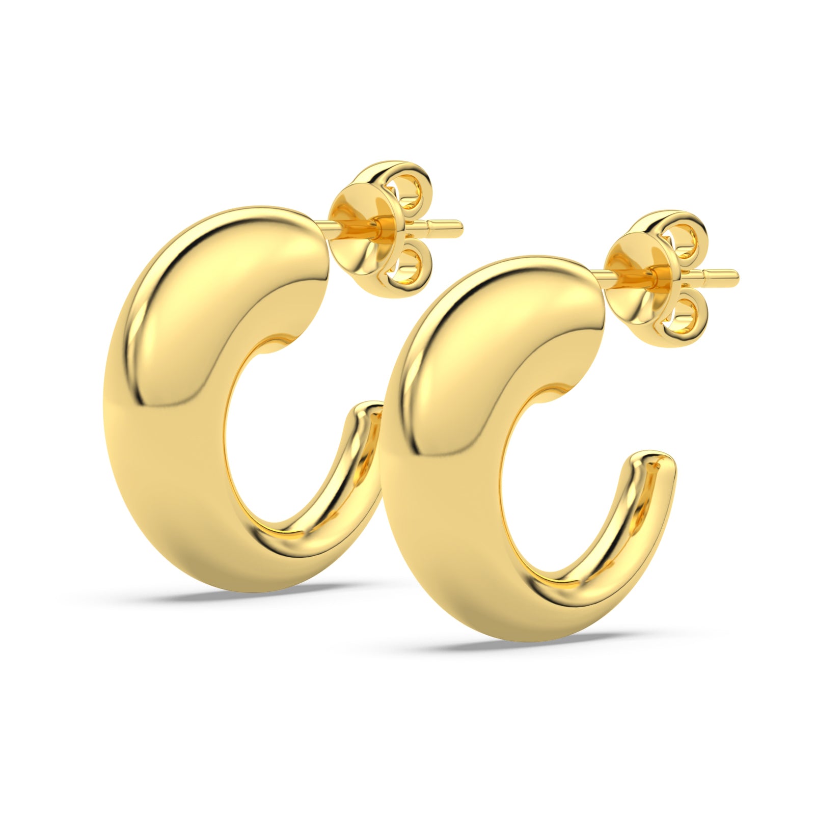 Two Eyre Hoops side by side showcasing the slim silhouette and soft gold tone