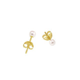 Pair of 9ct gold and pearl stud earrings on a white background