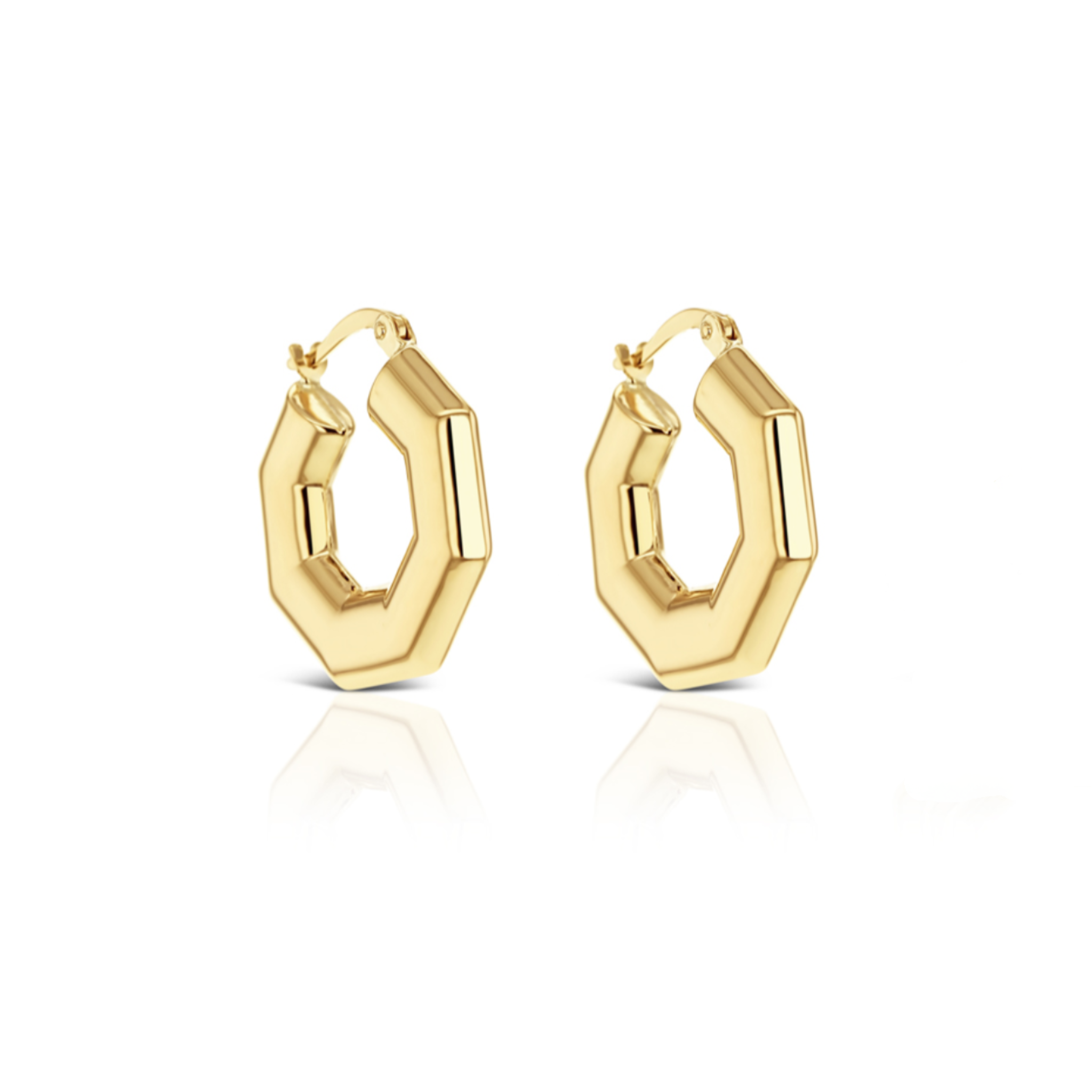 Hexagon Statement Hoop Gold