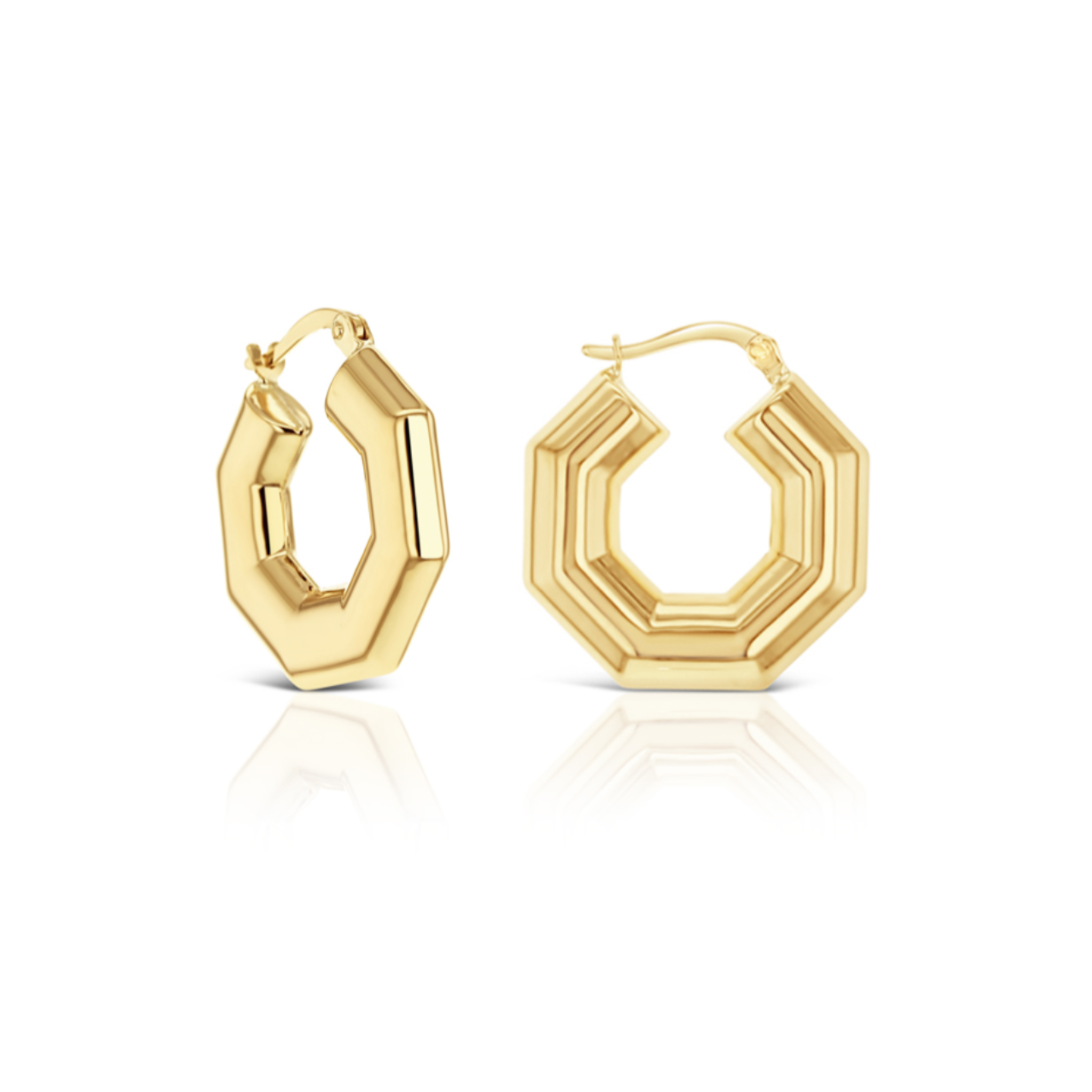 Hexagon Statement Hoop Gold