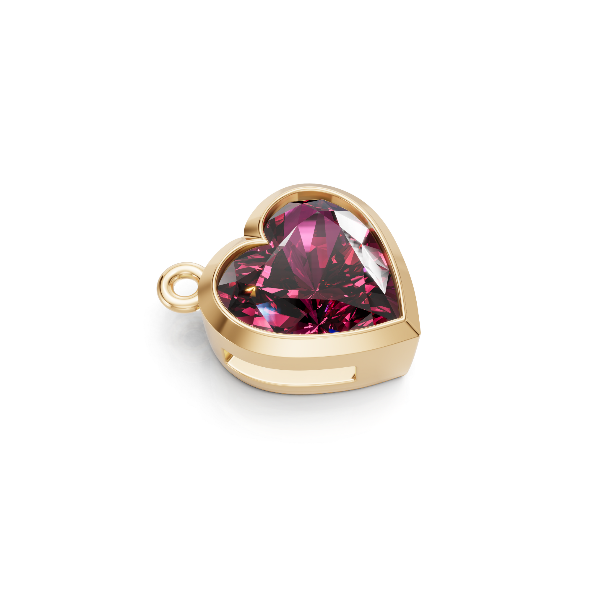 Bezel set heart gemstone 9ct gold